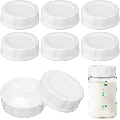 8pcs Baby Bottle Caps Bottle Lids Replacement Wide Mouth Bottles Lid Cap Replace Natural Bottle Sealing Ring Sealing Disc 2.2x2.2x0.79 Inch