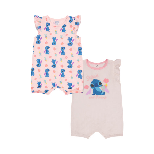 Stitch Baby Girls Romper, 2-Pack, Sizes 0/3M-24M