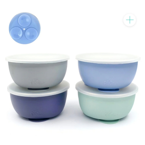 Stainless Steel Bowl with Silicone Suction Sleeve + Lids