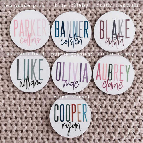 Personalized Color Block Baby Name Announcement