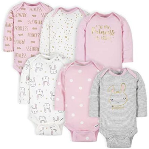 Gerber Baby-Girls 6-Pack Long-Sleeve Onesies Bodysuits