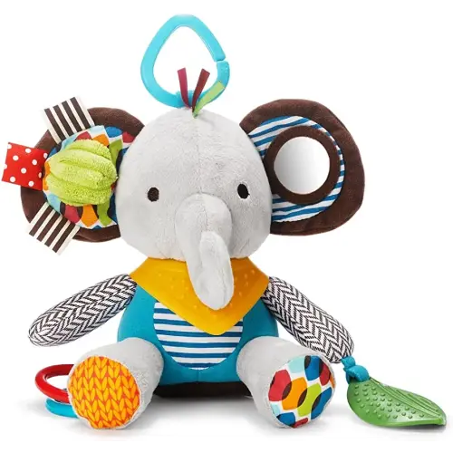 Skip Hop Bandana Buddies Baby Activity and Teething Toy with Multi-Sensory Rattle and Textures, Elephant