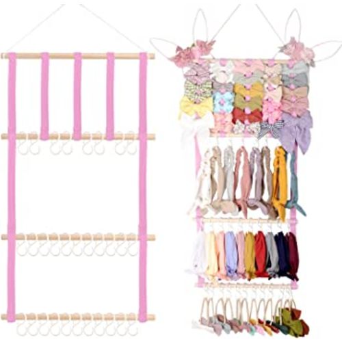 POVETIRE Headband Holder Hair Bows Organizer for Girls, Baby Headbands Hair Accessories Organizer Storage Wall Hanging Decor for Toddler Girls Room