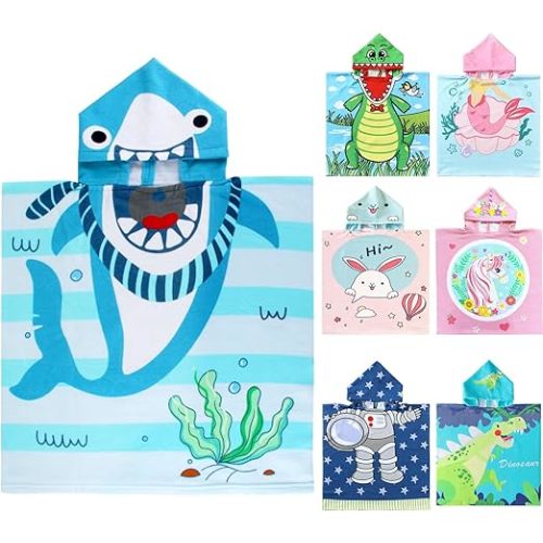 NovForth Kids Beach Towel for Boys Girls, Hooded Bath Towel Wrap, Toddler Pool Towel with Hood