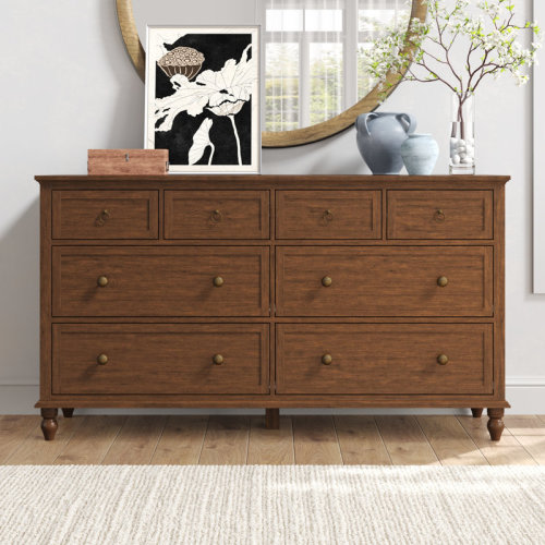 Charlton Home® 8 Drawer Dresser For Bedroom, 65in Large Long Drawer Dresser with Deep Drawers, Rustic Wood Wide Chest of Drawers with Large Capacity, Storage Dressers for Bedroom, Living Room, Hallway & Reviews | Wayfair