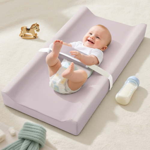Baby Changing Pad, Caveen Wipeable Changing Table Pad with Waterproof PU Cover, Portable Baby Diaper Change Station and Dresser, Purple