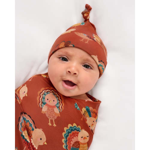 Grateful Gobbles Swaddle & Hat Set | Little Sleepies