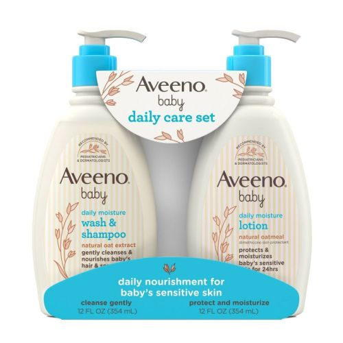 Aveeno Baby Daily Care Gift Set Includes Daily Moisturizing Body Lotion & 2-in-1 Baby Bath Wash & Shampoo - 2 Ct