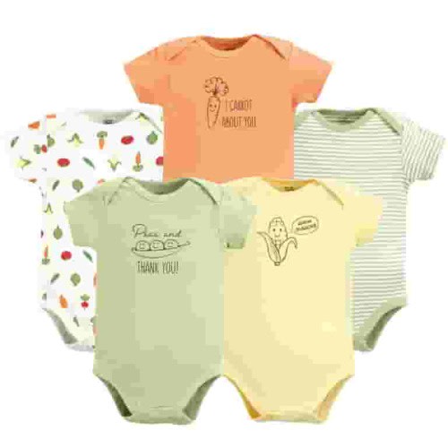 Touched by Nature Organic Cotton Baby Bodysuits, Peas And Thank You, 9-12 Months, Soft & Comfortable