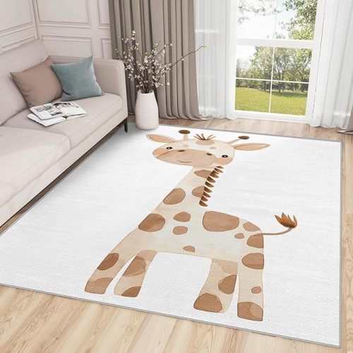 Giraffe Rugs for Baby Nursery - 5x7 Rug - Giraffe Rug - Cute Cartoon Safari Area Rug - Kids Baby Nursery Rugs - Zoo Animal Carpet - Home Decor