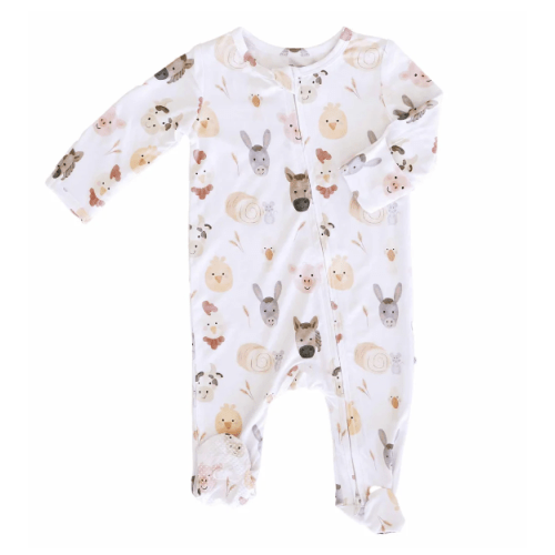 Barnyard Buddies Zipper Footie | 0-3 Months