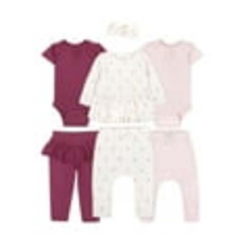 Little Star Organic Baby Girls 7Pc Mix and Match Gift Set, Size Newborn-24 Months