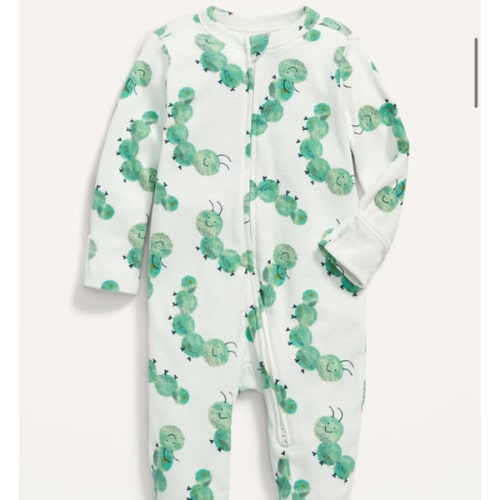 Unisex Caterpillar Print Sleep & Play 2-Way Zip Footed One-Piece for Baby | Old Navy
