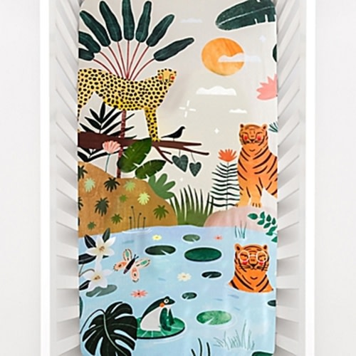 Rookie Humans® Cotton In The Jungle Fitted Crib Sheet in White