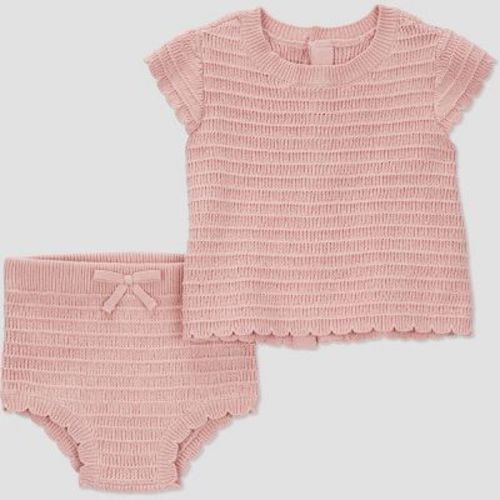 Carter's Just One You®️ Baby Girls' Solid Knit 2pc Top & Bottom Set - Pink 3m
