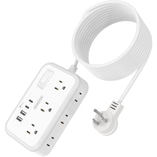 Extension Cord 15 ft, Surge Protector Power Strip with 6 Outlets 4 USB Charger(2 USB C Port), Flat Plug Outlet Extender, 1080 Joules Protection for Indoor, Home, Office Supplies, Dorm Room Essentials