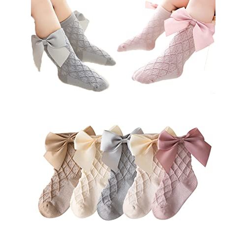 BEHELE Baby Girl Princess Toddler Uniform Socks - Tube Ruffled Stockings & Mary Janes - Newborn to Infant