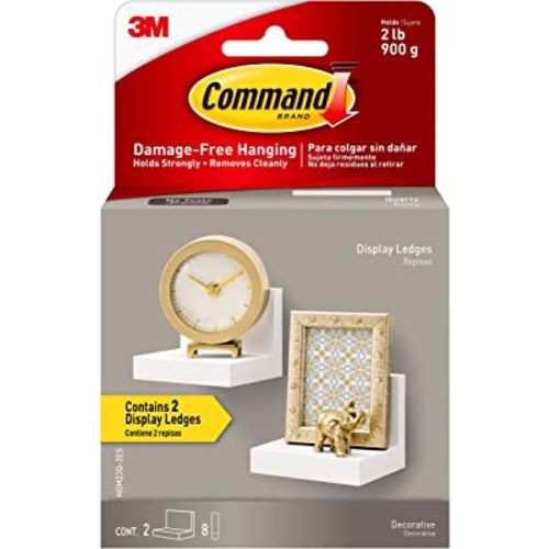 Command Display Ledges, Quartz, 2-Ledges, 8-Medium Foam Strips (HOM23Q-2ES), Great for dorm decor