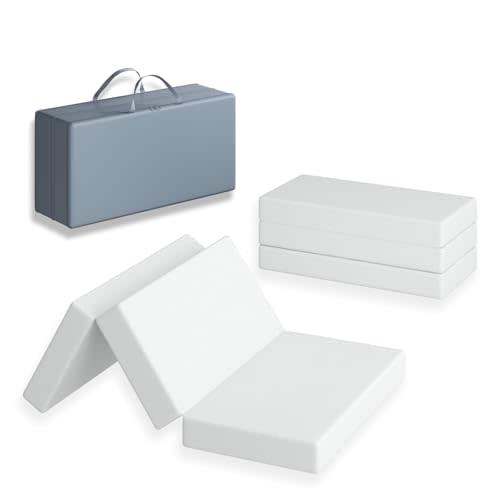 3 inch Trifold 38"Lx26"W Mini Toddler Mattress, Storage Bag Included, Water-Resistant and Removable Cover, Machine Washable, High Density Firm Support Foam, Easy-to-go for Outdoors & Travel