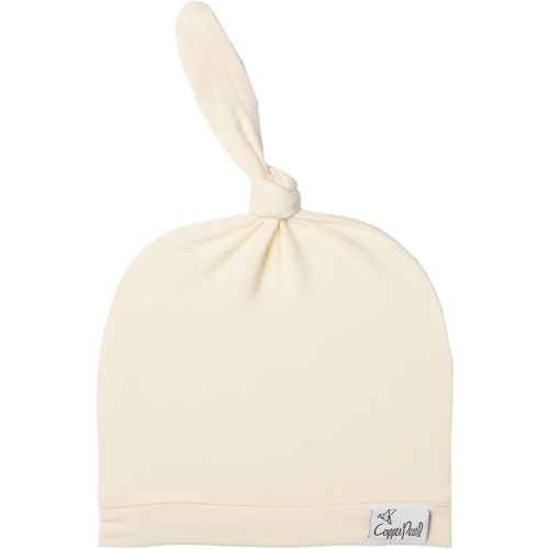 Copper Pearl Baby Beanie Hat Top Knot Stretchy Soft Yuma