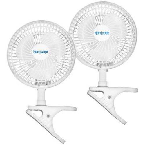 Hurricane Classic 6 Inch 2 Speed Portable Mini Desk Table Clip On Fan with Adjustable Tilt for Home, Office, Stroller, and Travel, White (2 Pack)