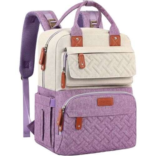 Diaper Bag Backpack, Large Unisex Baby Bags for Boys Girls, Purple Baby Nappy Diaper Bag, Multipurpose Travel Back Pack for Moms Dads with Insulated Pockets and Stroller Straps
