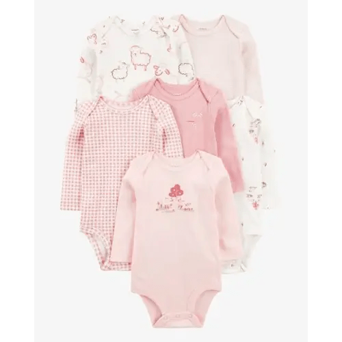 Baby 6-Pack Farm Animals Long-Sleeve Bodysuits - Carter's | Carter's