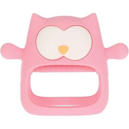 Nuby Silicone Wrist Grip Teething Mitten - 3+ Months, Pink Owl