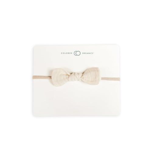Colored Organics Baby Organic Cotton Dainty Bow Headband - Infant Girls - Natural Muslin
