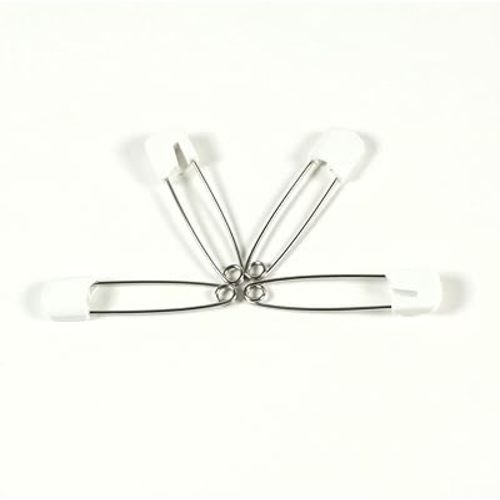 OsoCozy Cloth Diaper Nappy Pins 4 Pack - 4 Stainless Steel Safety Pins with Locking Plastic Heads. Durable, Safe and Cute 2.2 Inches Long (White)