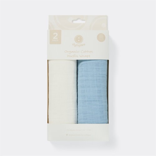 Dymples Cotton Muslin Wraps 2 Pack - Natural