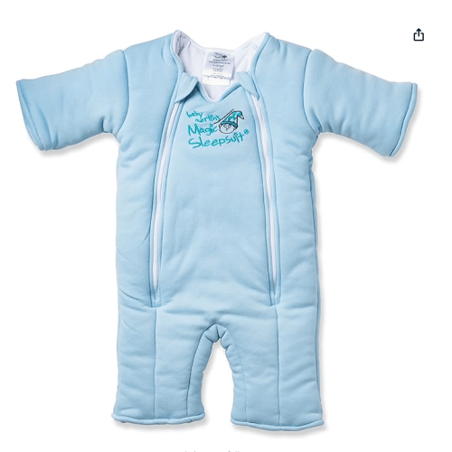 Baby Merlin's Magic Sleepsuit - Cotton Baby Swaddle Transition Product - Soft and Breathable Design, Double Zipper for Easy Diaper Changes, Promotes Safe Sleep - Blue - Large 18-21lbs