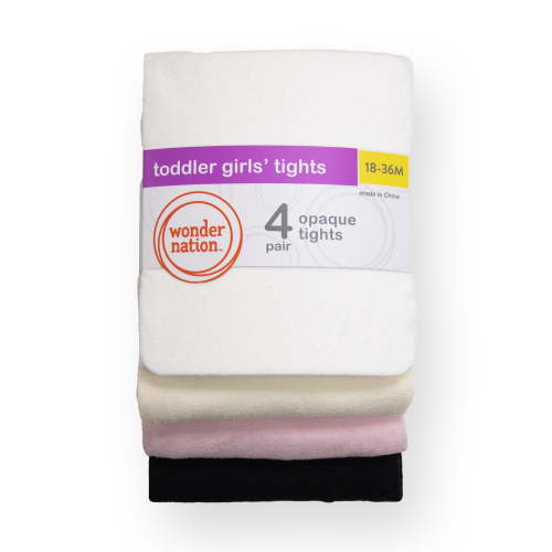 Wonder Nation Infant and Toddler Microfiber Tights 4-Pair Pack Opaque, Easy-On Elastic Waistband
