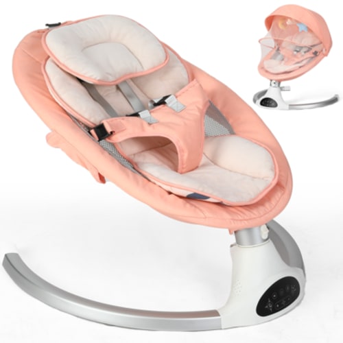 Baby Swing for Infants - Electric Infant Swing with 3 Swing Speeds and 10 Lullabies, Portable Indoor Baby Rocker, Touch Screen Control and Remote Control, Bluetooth, Pink