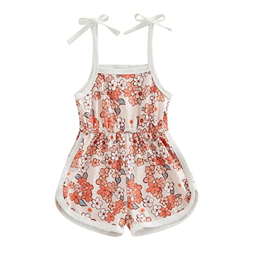 WZTYYDS Toddler Baby Girl Summer Clothes Floral Romper Tie-Up Strap Halter Jumpsuit Infant Summer Sling Playsuit 6M-3T