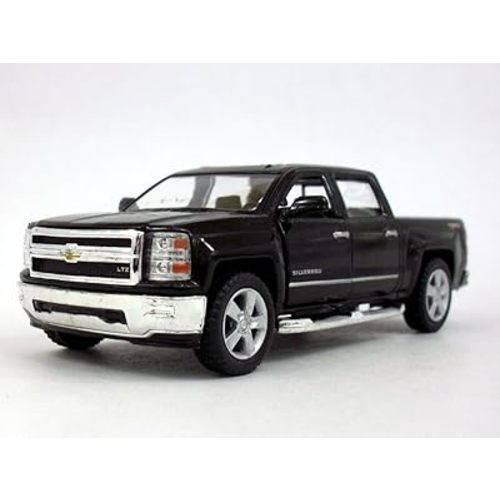 KiNSMART 2014 Chevrolet Silverado LTZ Crew Cab 4x4 1:46 Scale 5 Inch Diecast Metal Model Pick-up Truck Black