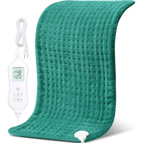 NOWWISH Heating Pad for Back Pain & Cramps Relief, Mothers Day Gifts for Mom Wife, Moist Heat Pad for Neck & Shoulder, Auto Shut Off, Machine Washable, 17"x33" Green