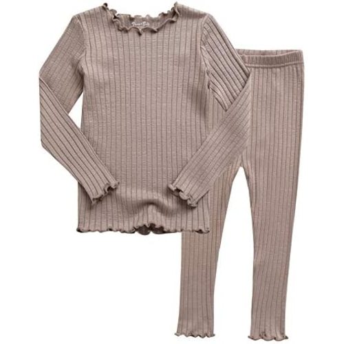 VAENAIT BABY 6M-12Y Infant Kids Toddler Junior Girls Soft Comfy Modal Tencel Shirring Sleepwear Pajamas 2pcs Set