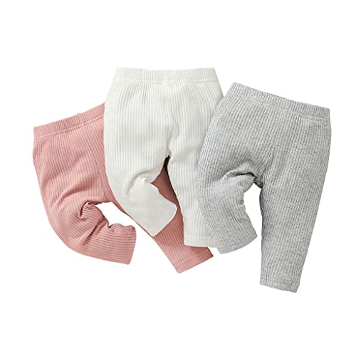 Lala Bear Baby Girl Infant 3 Pack Solid Pants and Casual Leggings