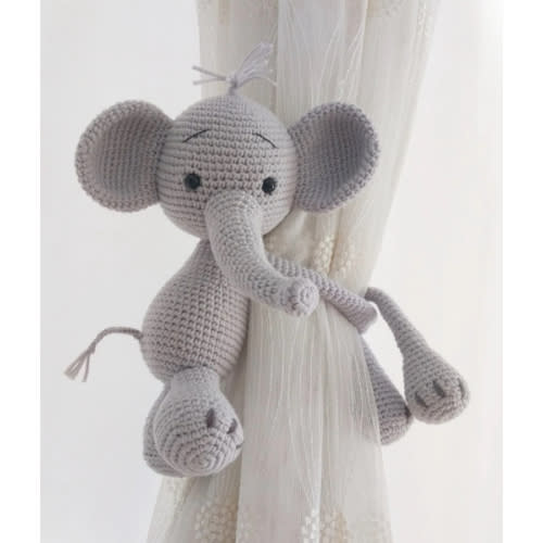 Safari Nursery Themed Animals Curtain Tie Back, Safari Animals Themed Nursery Decor, Amigurumi Elephant, Monkey, Giraffe, Lion Toy