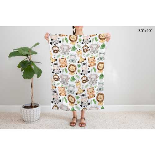 Safari animals baby blanket, Safari Nursery Bedding, Baby boy blanket minky, Jungle crib bedding, Gender neutral baby gift - SaE