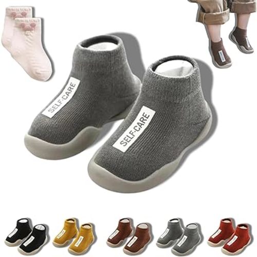 Tiny Explorings Sock Shoes, Toddler Non-Slip Breathable Warm Elastic Shoes for Baby Boy Girl 6-24 Months Sneakers Croc Socks