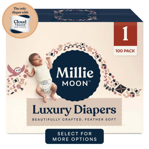 Millie Moon Luxury Diapers, Size 1, 100 Count (Select for More Options)