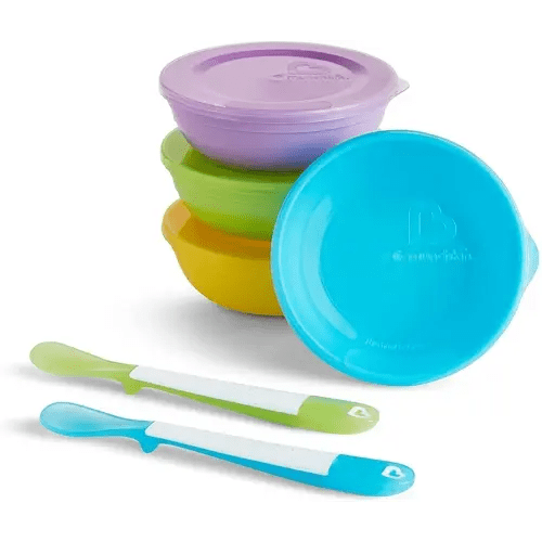 Munchkin® Love-a-Bowls™ 10 Piece Baby Feeding Set, Includes Bowls with Lids and Spoons, Multicolor