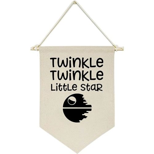 Twinkle Twinkle Little Star - Canvas Hanging Flag Banner Wall Sign Decor Gift for Baby Kids Boy Nursery Teen Room Front Door - Star Wars Quotes