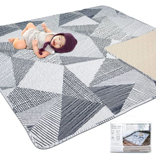 TANOSHII Baby Play Mat for 50"x50" Playpen, Machine Washable Kids Mat, Cotton,Foldable Crawling Mat for Floor,One-Piece Crawling Mat Non Slip Baby Mat for Floor,Portable Travel Large Play Mats