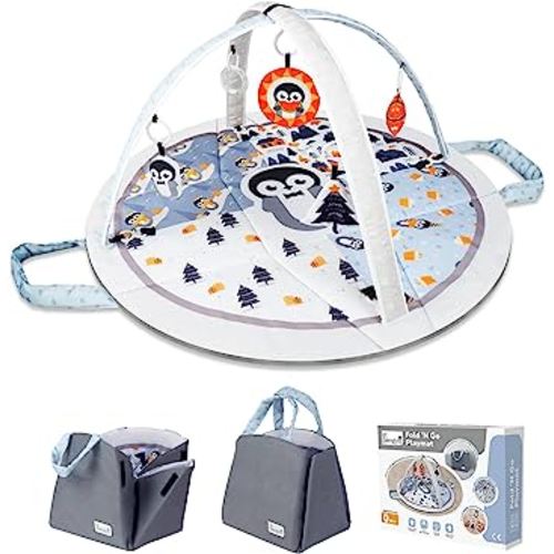 Baby Play Mat Tummy Time Mat with Exclusive Foldable Design, Stage-Based Skill Development Activity Gym Mat, Machine Washable Play Mat for Baby Girl with Gift Package