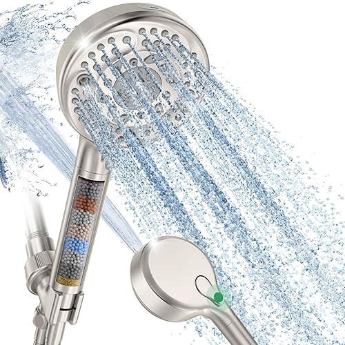 SunCleanse Filtered Shower Head with Handheld, 9-Spray Setting Detachable Showerhead with Filters, Shower Head for Hard Water - Filtered Chlorine, Improve Skin and Hair Texture, Chrome