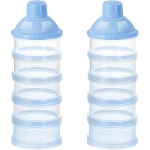Accmor Formula Dispenser On The Go, 5 Compartments Stackable Formula Container for Travel, Baby Milk Powder Kids Snack Container, BPA Free