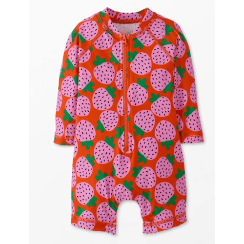Baby Rash Guard Swimsuit - Strawberry Jam on Persimmon, 6-12m